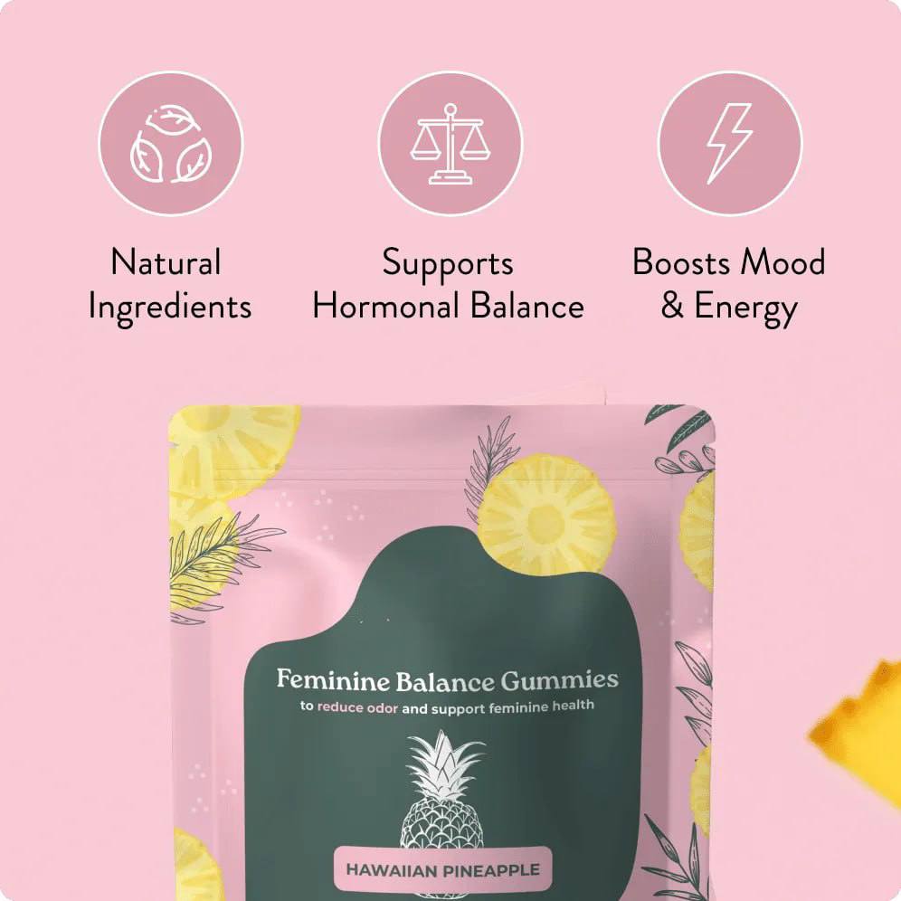 Feminine Balance Gummies - Hawaiian Pineapple - Women's Probiotic for pH Balance & Vaginal Health