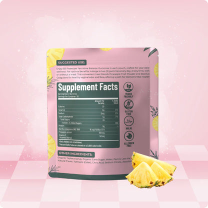 Feminine Balance Gummies - Hawaiian Pineapple - Women's Probiotic for pH Balance & Vaginal Health